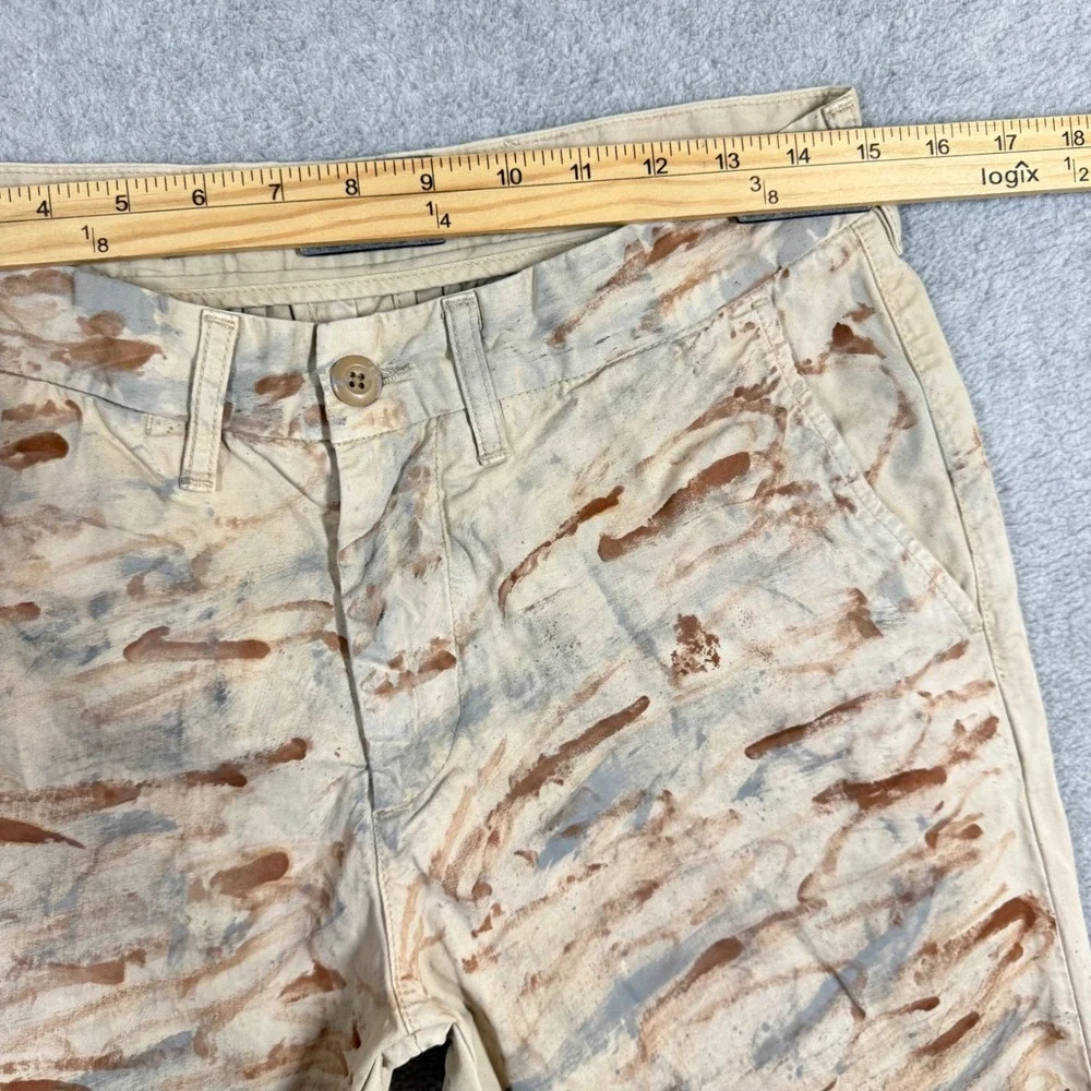 Carhartt WIP Johnson Short Mens 31 Tan Painted Camo Distressed Chino Shorts